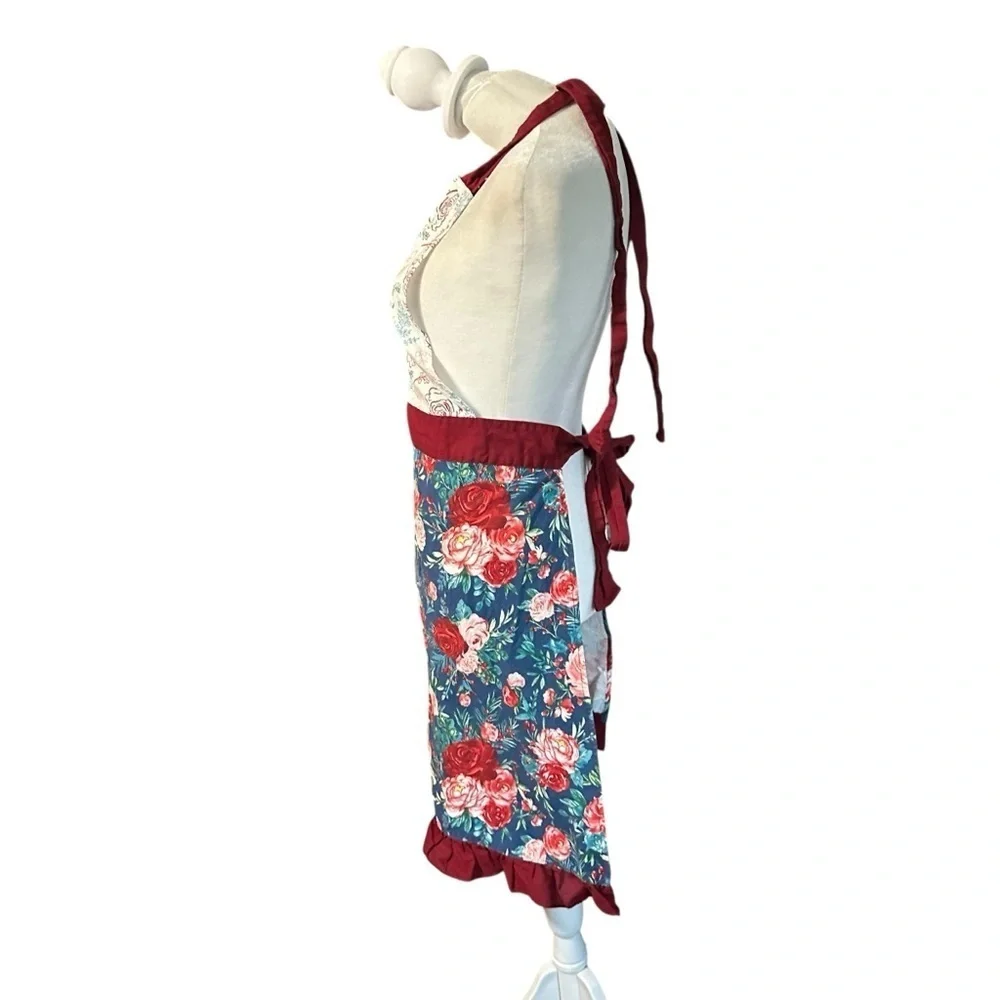 The Pioneer Woman Festive Floral Apron in Red and Blue